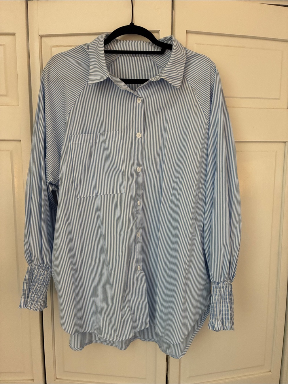 Light Blue Stripe Men's Button-Up Shirt